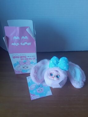 T2 MM Milk Candy V2 Bunny Head Plush Pendant Keychain Series Blind Box Pink